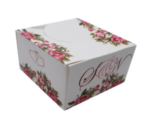Custom square butterfly favor boxes Pink rose floral printed table favour boxes