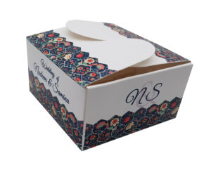 Custom square butterfly favor boxes Blue floral printed table favour boxes