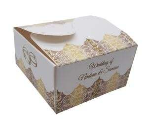 Custom square butterfly favor boxes Gold printed table favour boxes