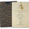 ABC 431 pocket jacket sleeve invitation in navy blue with gold floral print-0