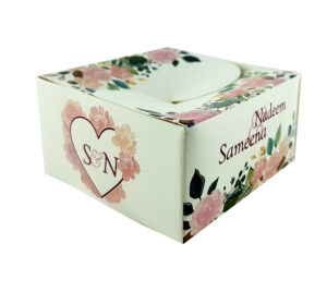 Custom square butterfly favor boxes Light pink floral printed table favour boxes