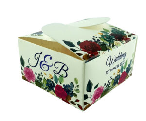 Custom square butterfly favor boxes Pink and Blue floral printed table favour boxes