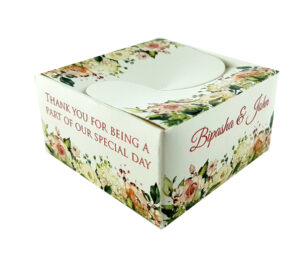 Custom square butterfly favor boxes Cream floral printed table favour boxes