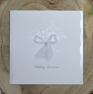 Personalized invitations ivory bow