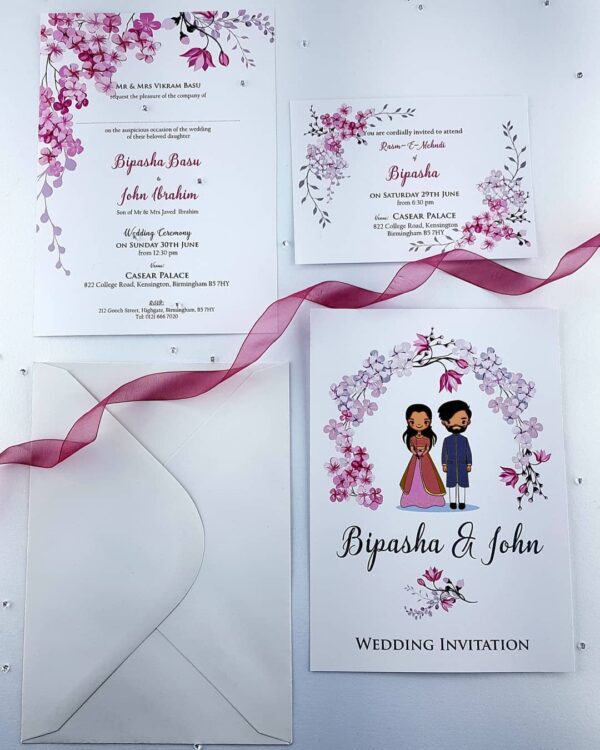 NZ 995 Caricature Cherry Blossom Invitation -4501