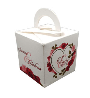 red floral favour box