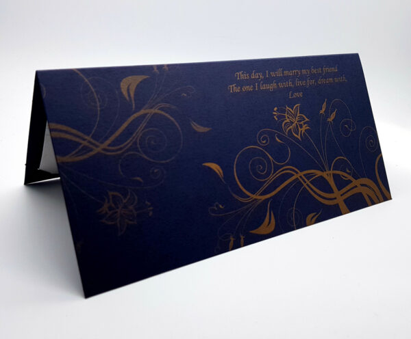 Midnight Blue Gold Floral Invitation CHSP 04-3123