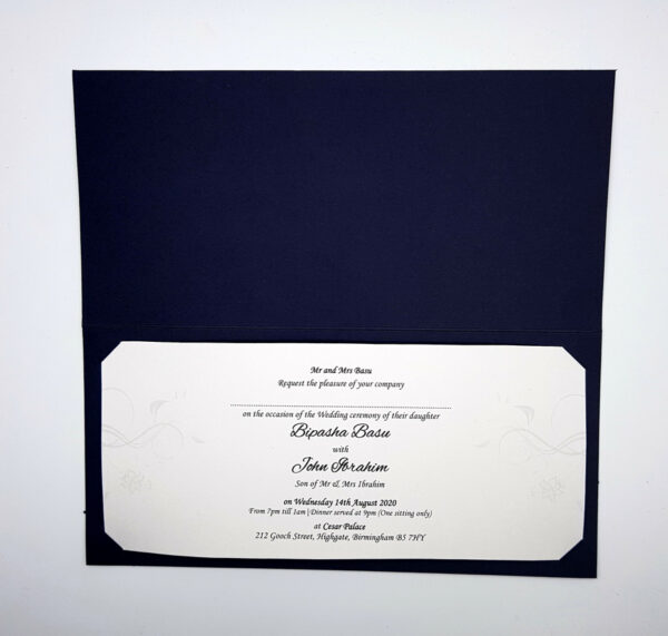 Midnight Blue Gold Floral Invitation CHSP 04-0