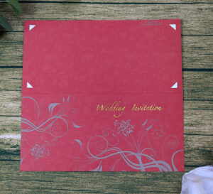 CHSP 12 Red and gold single fold floral wedding Invitation-9026