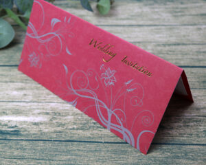 CHSP 12 Red and gold single fold floral wedding Invitation-9028