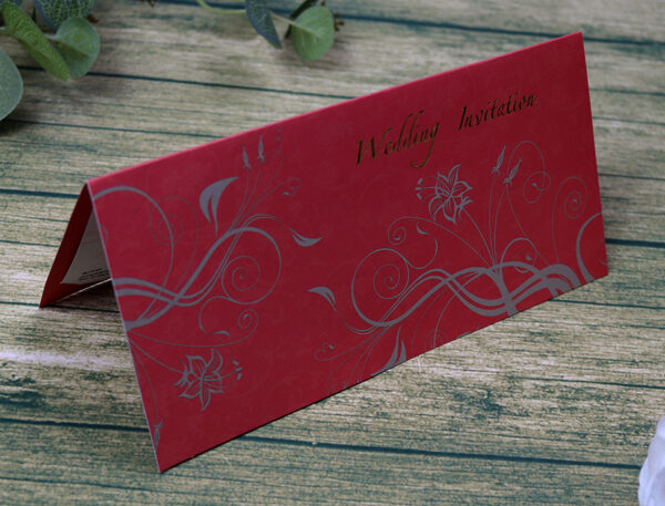 CHSP 12 Red and gold single fold floral wedding Invitation-9029