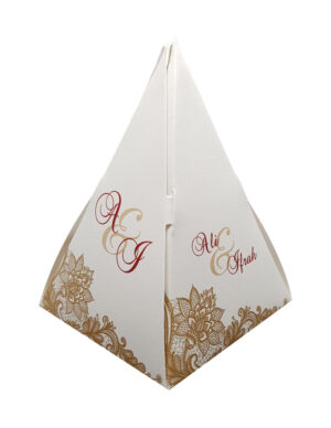 Cone shape favour boxes Gold printed table favour boxes