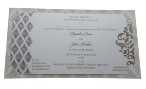 Vintage Damask Patterned cream and brown Bespoke Invitation - ABC 754-3732
