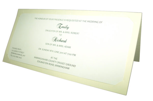 ABC 582 simple plain cream folded Wedding Invitation-1857