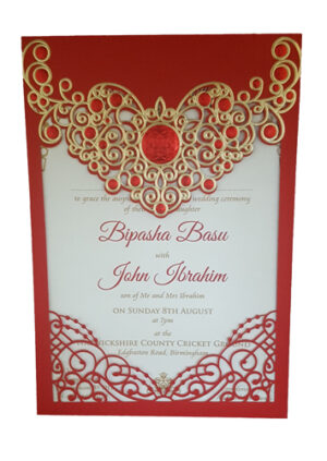 Majestic Red Foiled Laser cut Invitation LC 6076-4790