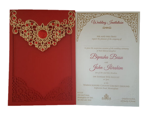 Majestic Red Foiled Laser cut Invitation LC 6076-4789