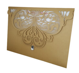Gold Butterfly Wing Pocket Invitation LC 7011-0