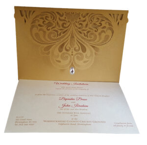 Gold Butterfly Wing Pocket Invitation LC 7011-3949