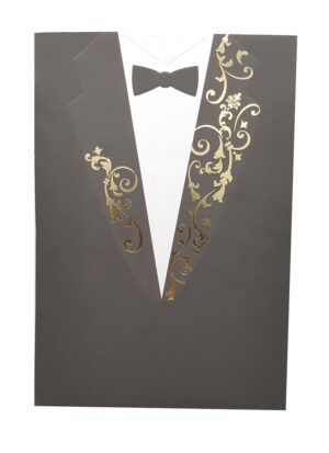 LC 8005 Bridal Dress Groom Tuxedo Double Sided Invitation-3813