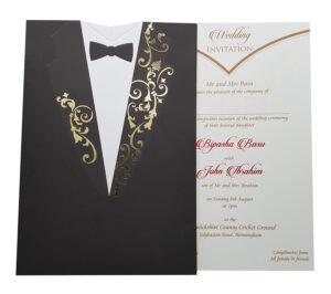 LC 8005 Bridal Dress Groom Tuxedo Double Sided Invitation-3814