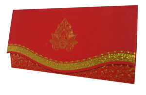 HW120 Red Iridescent Indian Pakistani Asian Pocket wedding invitation-0
