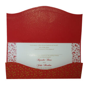 HW120 Red Iridescent Indian Pakistani Asian Pocket wedding invitation-2576