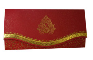 HW120 Red Iridescent Indian Pakistani Asian Pocket wedding invitation-2574