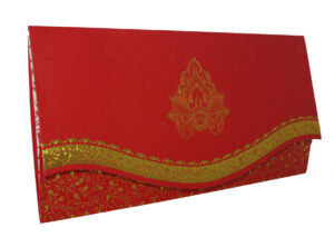 HW120 Red Iridescent Indian Pakistani Asian Pocket wedding invitation-2577