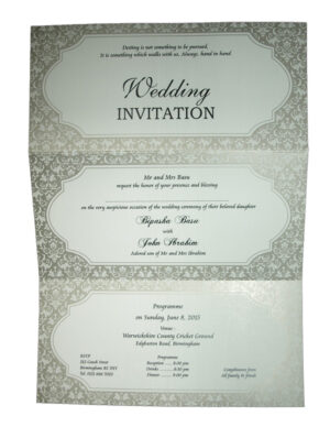 Silver Damask pattern invitation