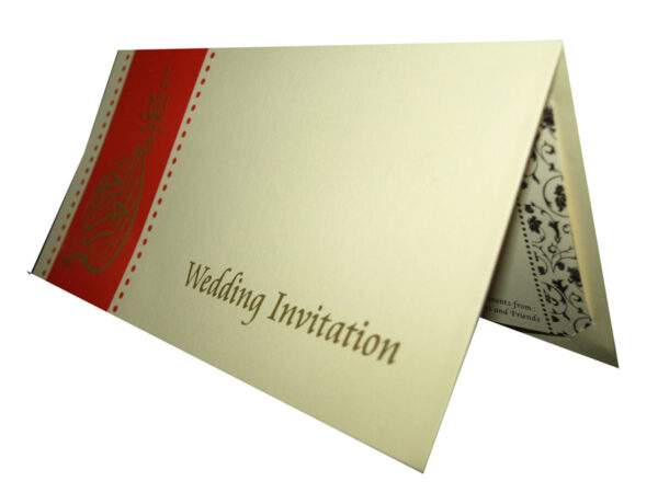 Gold foiled Bismillah on Red print cream card ABC 127 M-2204