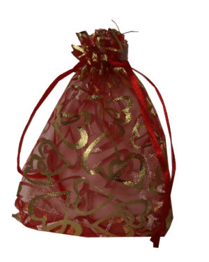 Red and Gold Heart Sheer party favour / favor Bag-2580