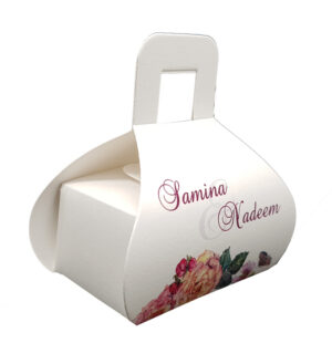 Cheap personalised chocolate wedding favours Pink Floral hand bag favor boxe