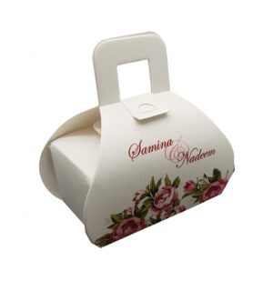 Cheap personalised chocolate wedding favours Pink rode floral hand bag favor boxes