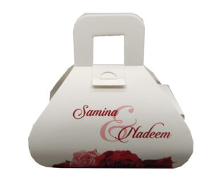 Cheap personalised chocolate wedding favours Red rose floral hand bag favor boxes