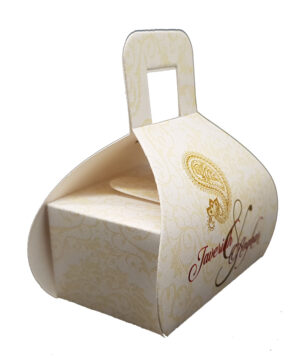 Cheap personalised chocolate wedding favours Gold paisley print hand bag favor boxes