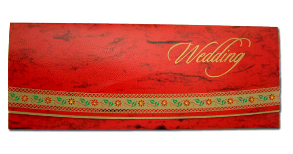 HW005 Bengali style crimson red diamante pocket wedding invitations-1519