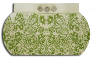 HW118 Ivory and Green Imitation purse invite-1805