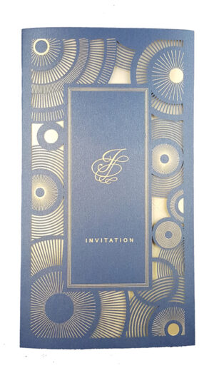 LC 1601 Blue Gatsby Design Style Laser Cut Invitation-3379