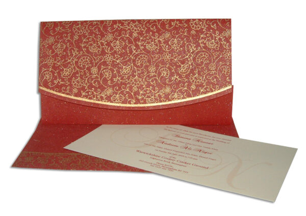 WD 8016 crimson filigree gold party fabric invitation-0
