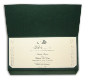 ABC 330 Green Muslim invitation with Bismillah-ir-Rahmanir-Raheem printed in Arabic in silver-0