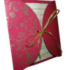 Shocking pink invitation card design with gold ribbon