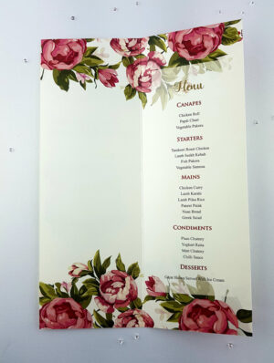 Fuchsia Rose Tall Portrait Personalised Table Menu 232-0