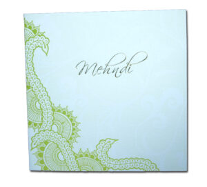 MND01G Green henna design mehndi invitation card-1629