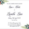 simple red and green Watercolour floral wedding invitation