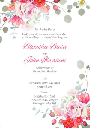 NZ 892 Vivid Watercolour Posy Invitation -0