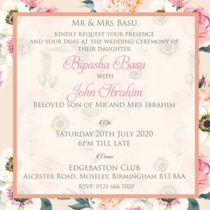 NZ 993 Floral Peach Wedding Invitation -4309