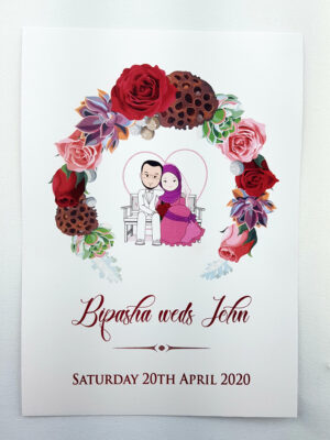 NZ 997 Caricature Rose Wreath Invitation-4523