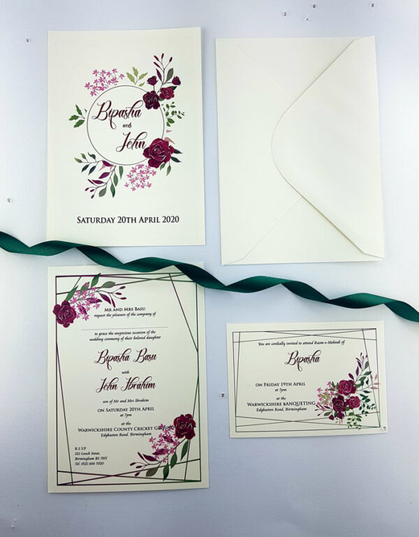 NZ 998 Minimalist Rose Wreath Invitation -0