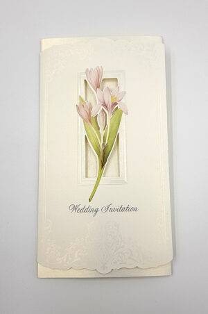Panache 7003 Pink lilies Vintage Floral Wedding invitation card-0