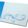 table place card in white and blue